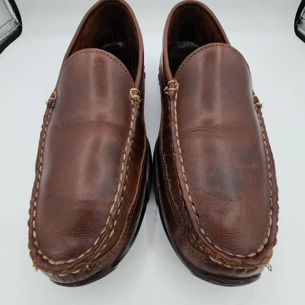 Allen Edmonds Boulder‎ Driving Shoes Mens 9.5 D Brown Leather Stitched Moccasin